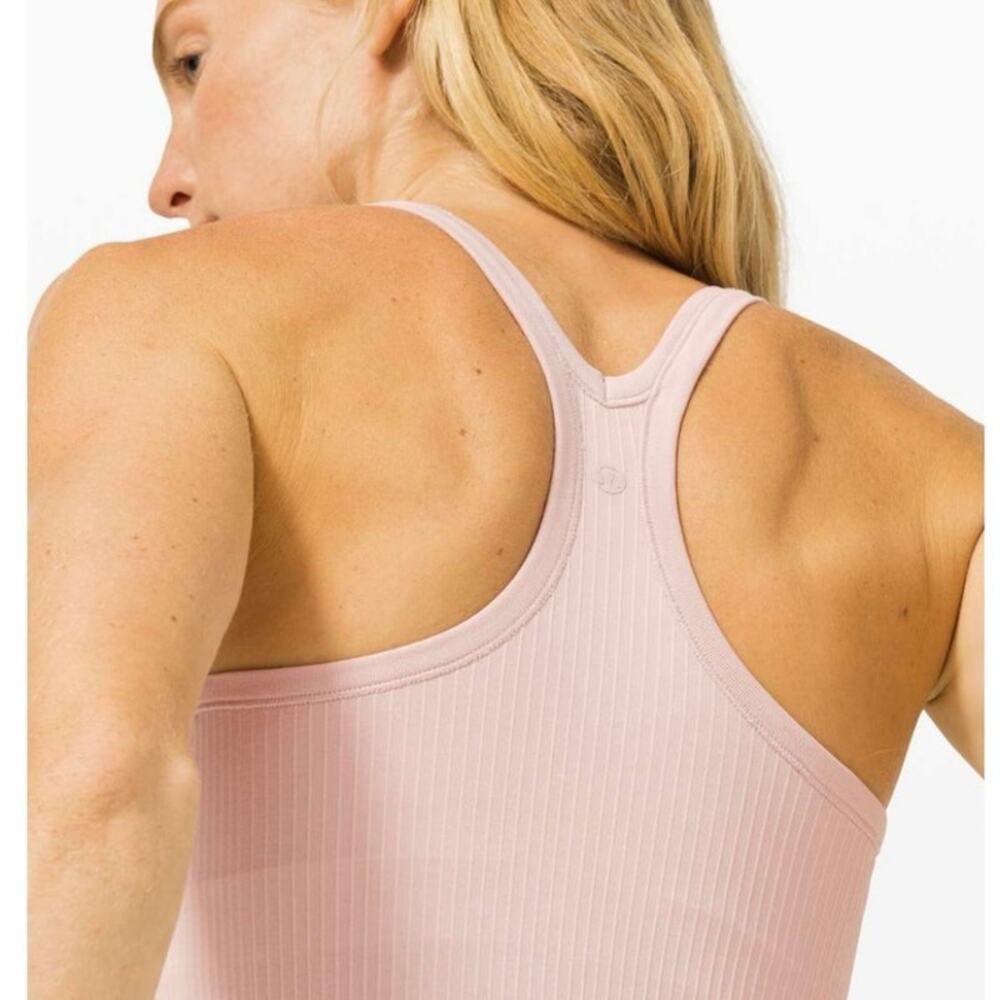 Lululemon Ebb to Street Tank Top Size 12 Pink Haze Built In Bra B/C Yoga